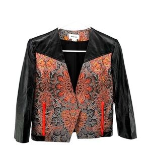 Helmut Lang | 2‎ Black Orange Abstract Jacket Lamb Leather